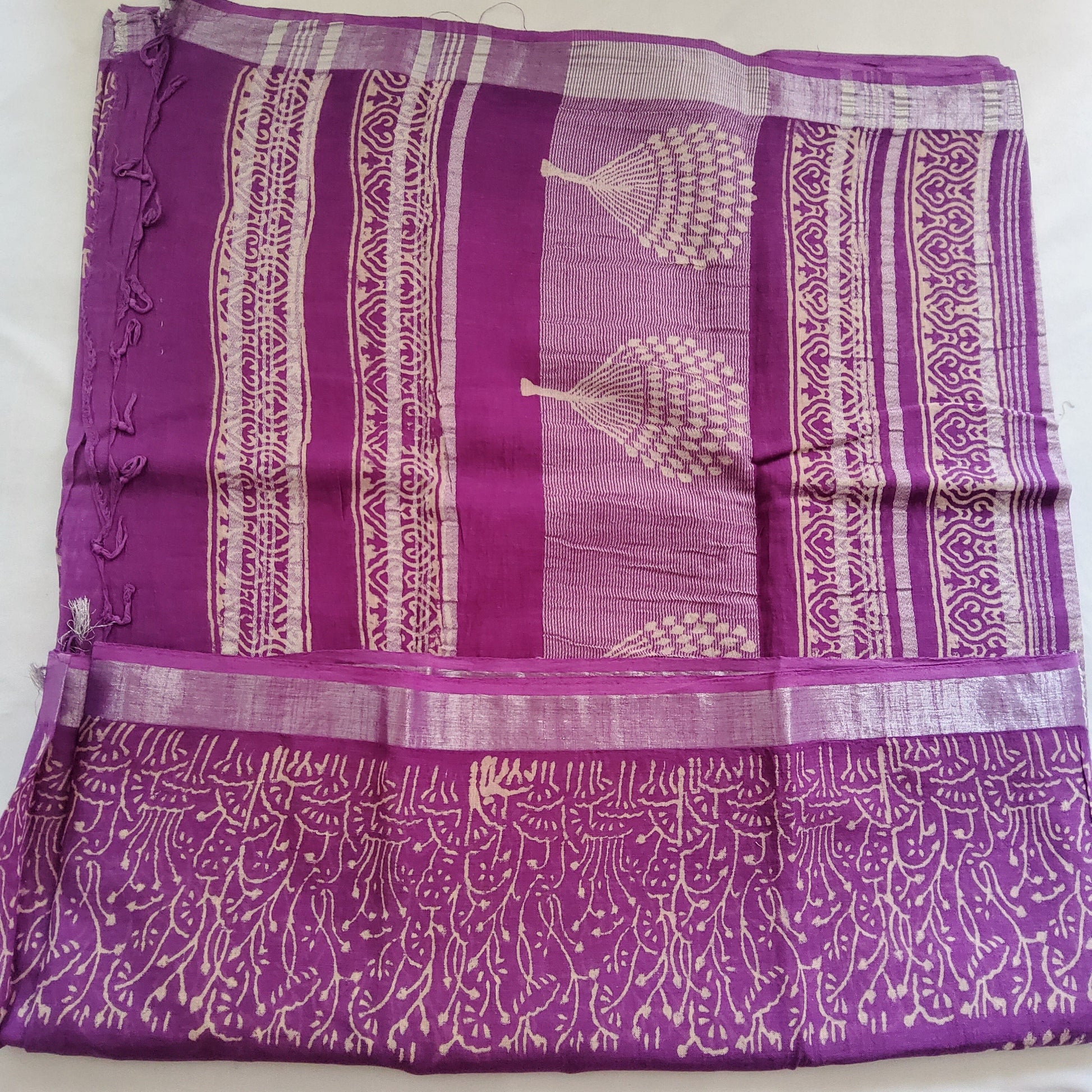 Bagru Print Linen Cotton Saree with Blouse