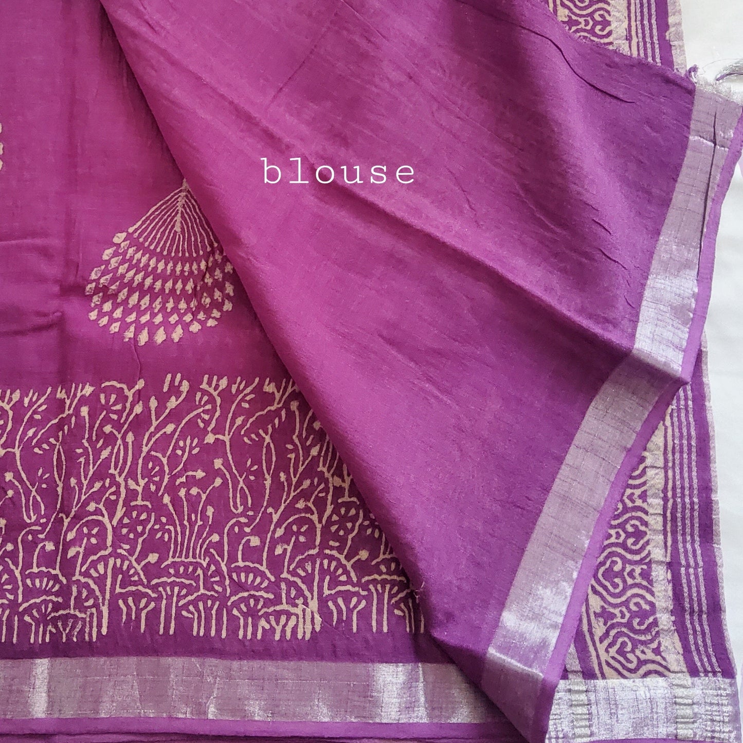 Bagru Print Linen Cotton Saree with Blouse