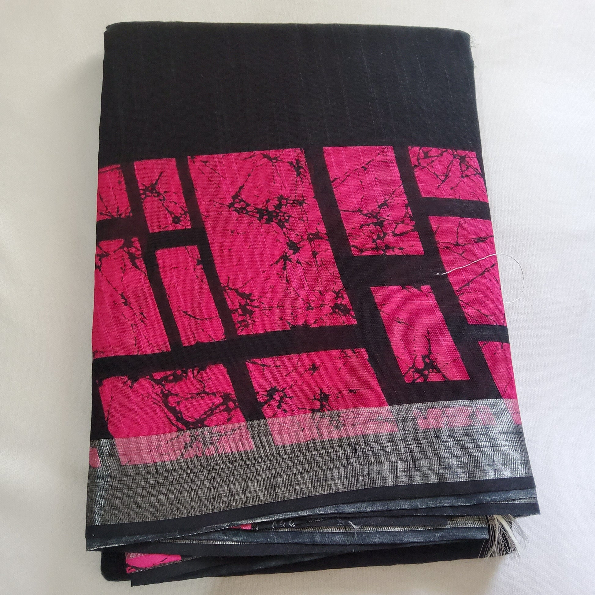 Bagru Print Linen Cotton Saree with Blouse
