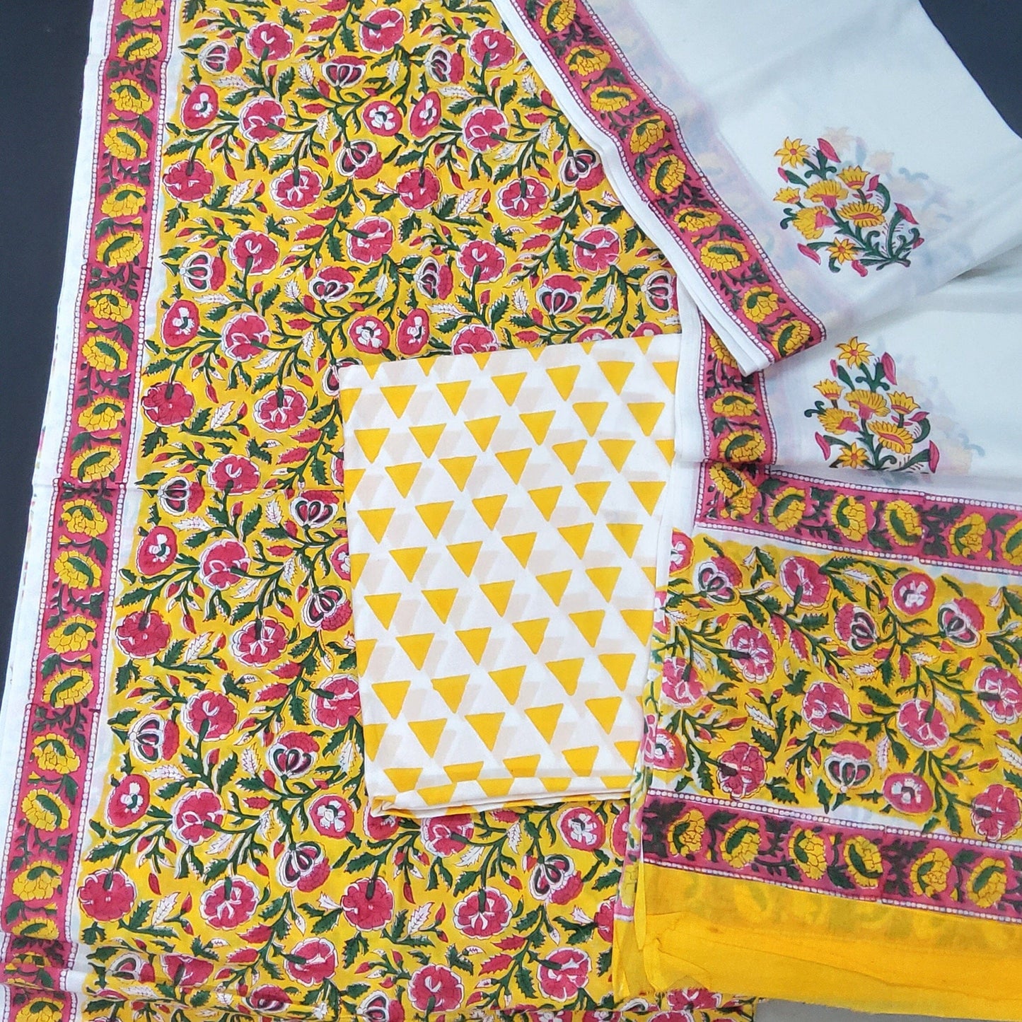 Bagru BlockPrint Cotton Dress Material with Cotton Dupatta