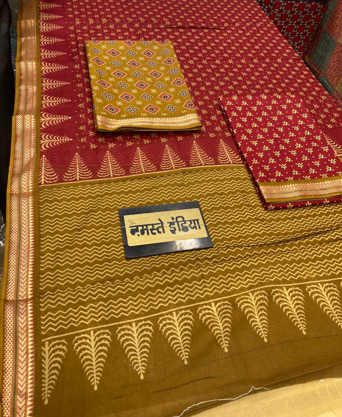 Hand Block Print Cotton Dress Material with Cotton Dupatta
