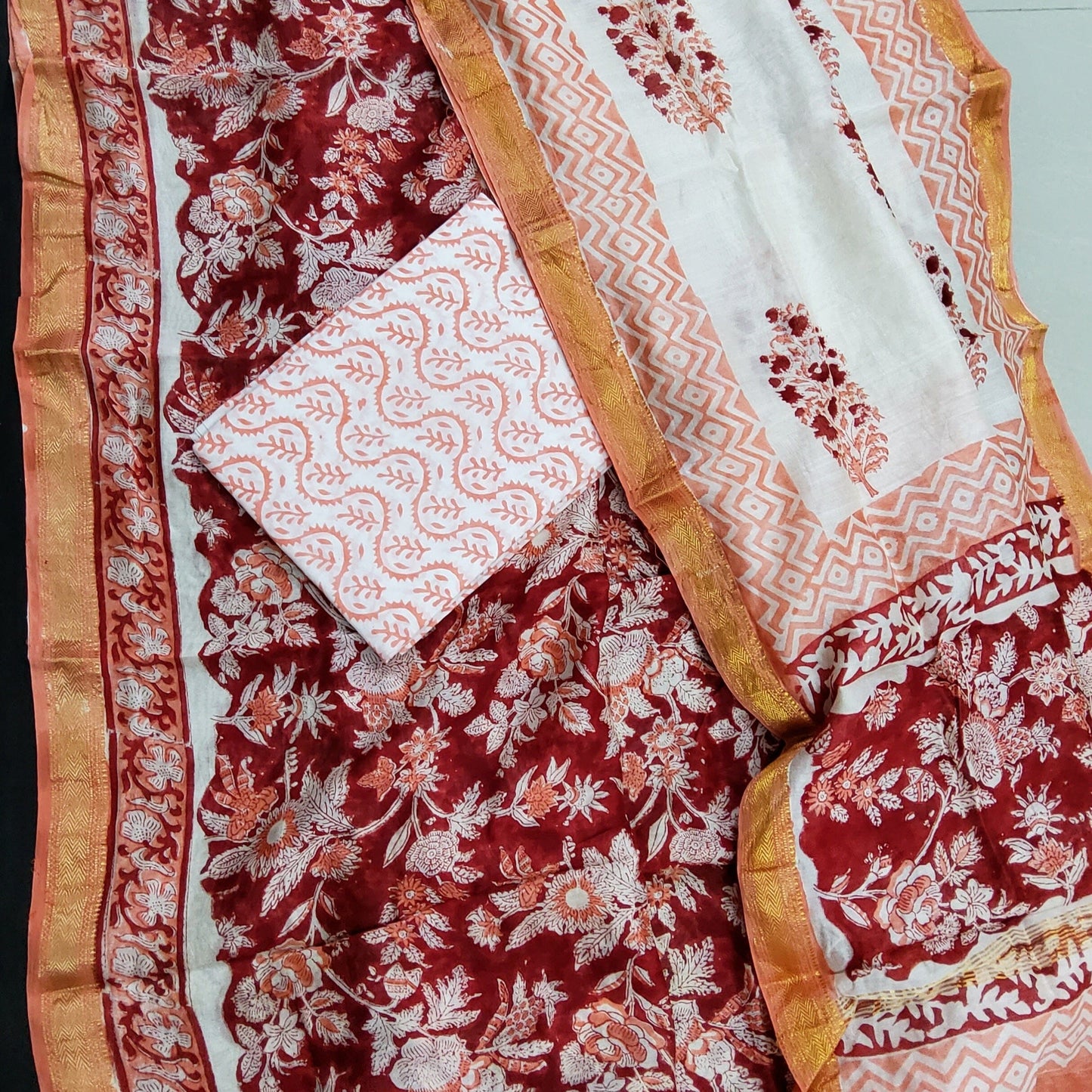 Bagru Hand Block Print Maheshwari Salwar Suit