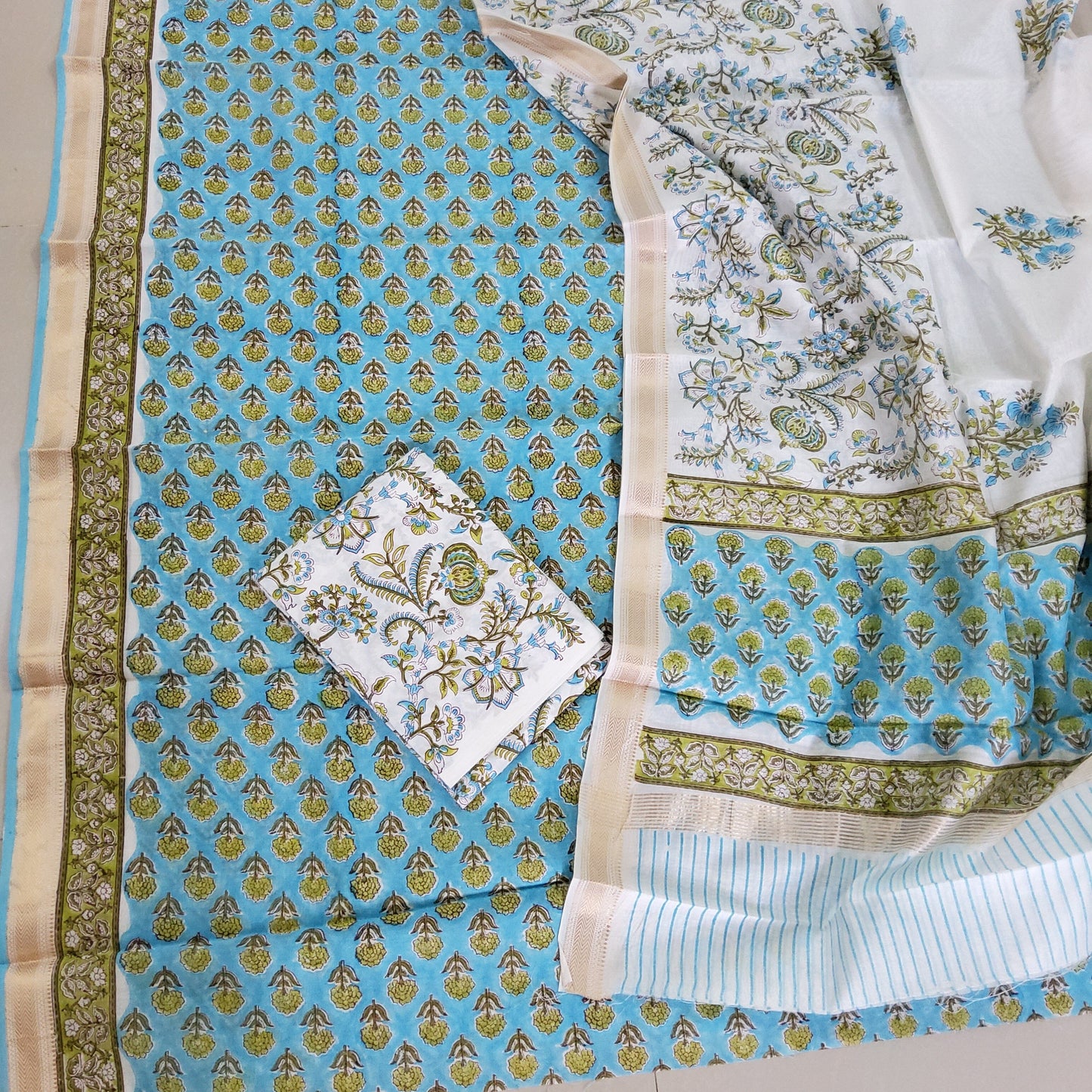 Bagru Hand Block Print Maheshwari Silk Dress Material