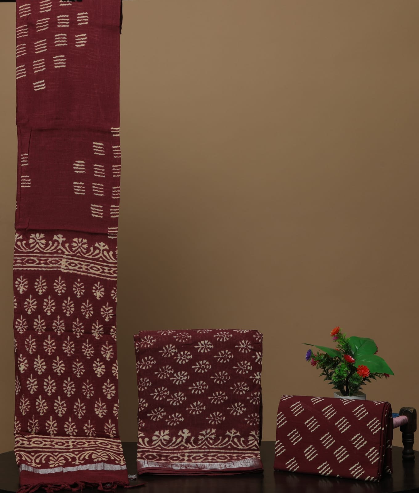 Hand Block Printed Linen Dress Material