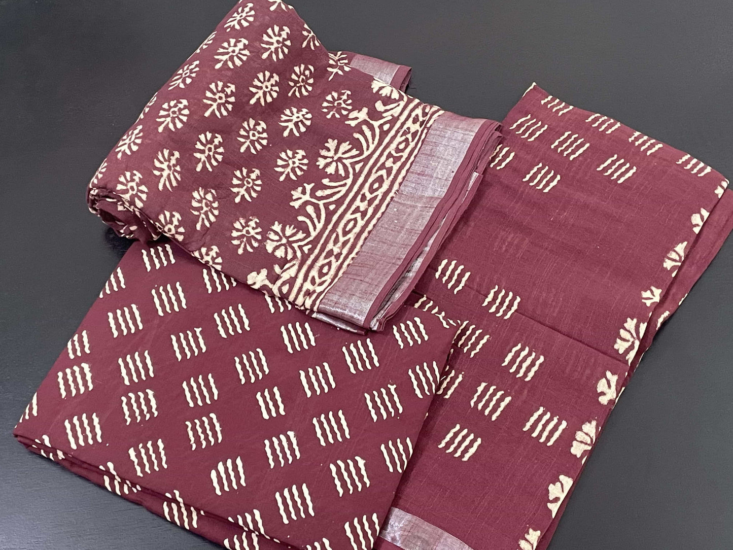 Hand Block Printed Linen Dress Material