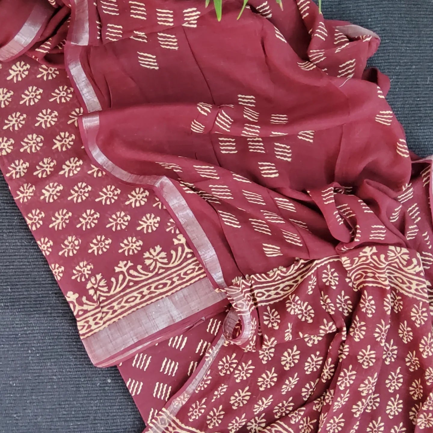 Bagru Hand Block Print Linen Cotton Dress Material