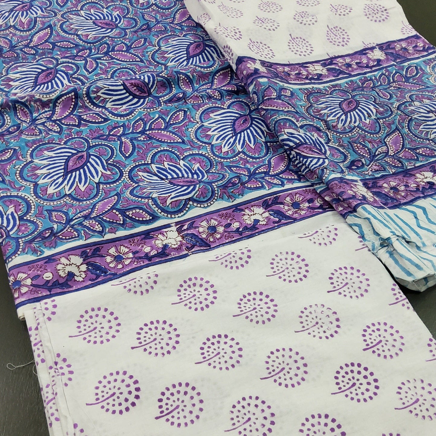 Bagru Print Cotton Dress Material with Cotton Dupatta
