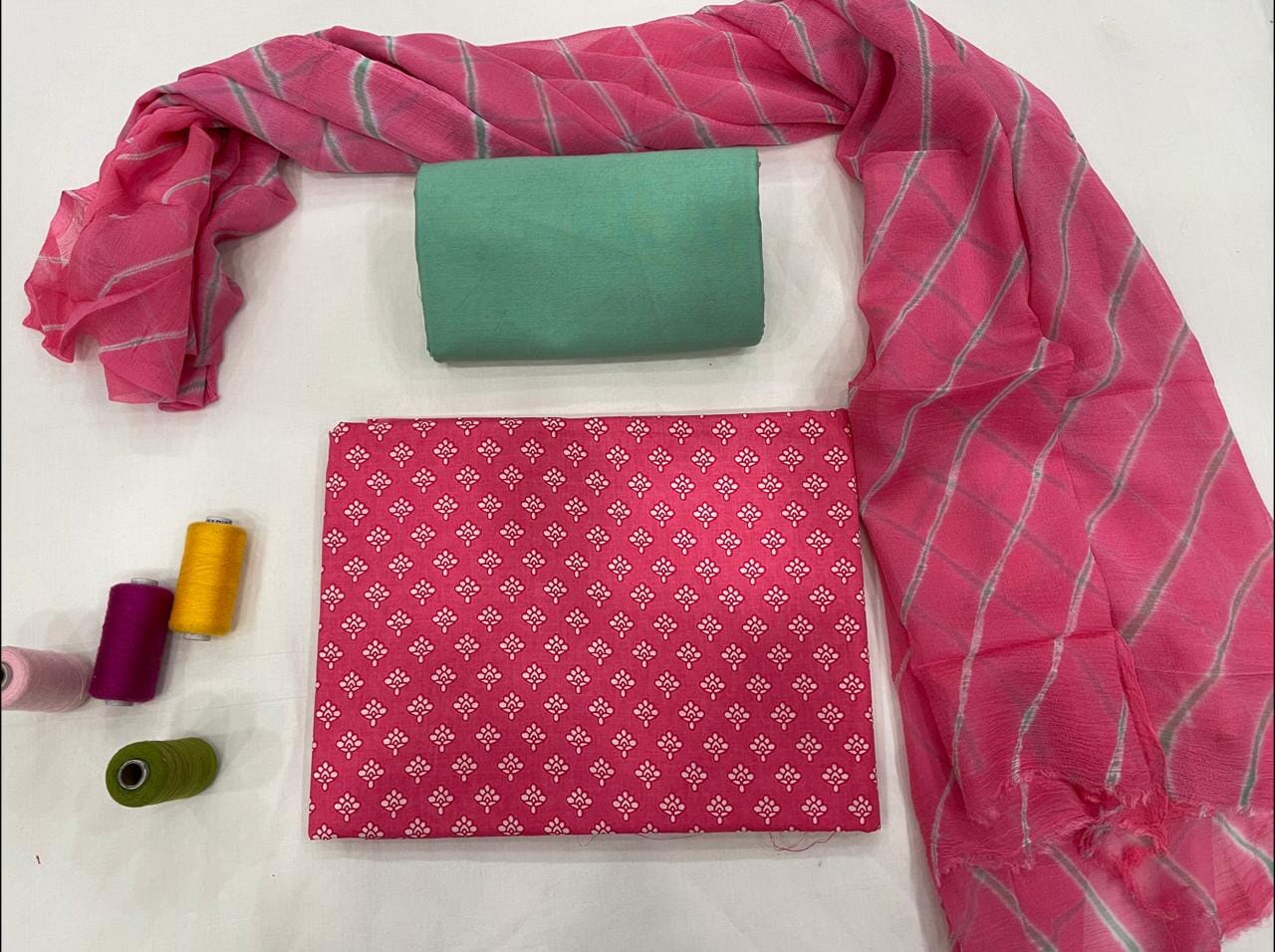 Bagru Printed Cotton Suit with Chiffon Dupatta