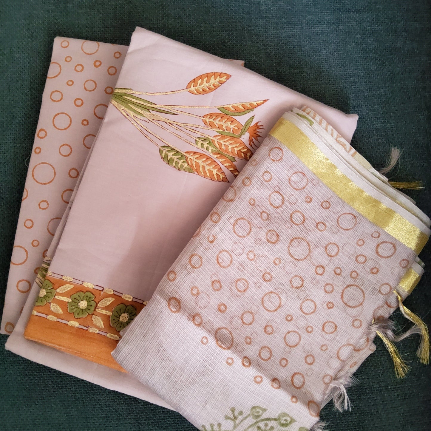 Bagru Printed Cotton Dress Material with Kota Silk Dupatta