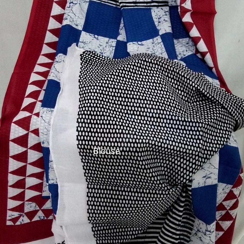 Bagru printed cotton saree with blouse