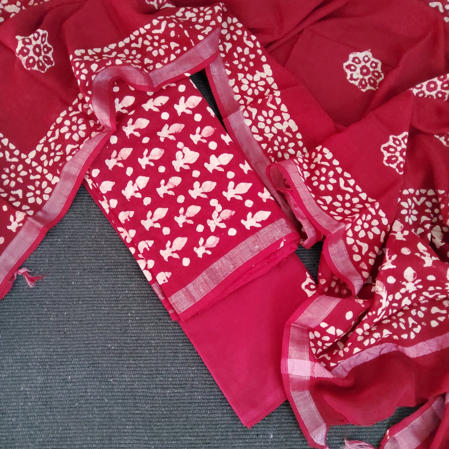 Batik linen cotton dress material