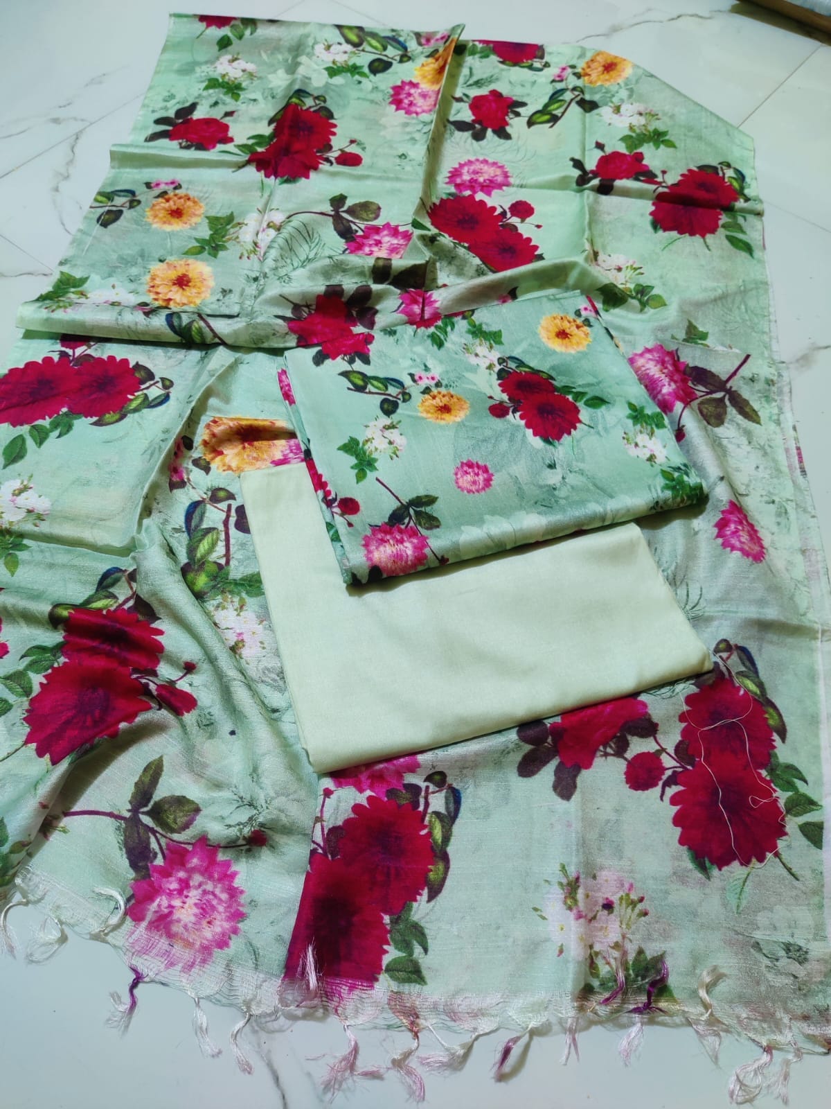 Bhagalpur Tussar Silk Digital Print Dress Material