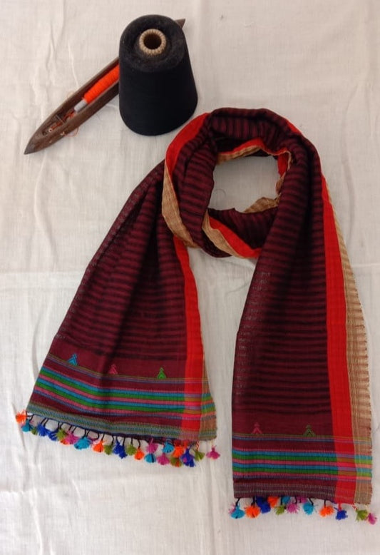 Bhujodi Cotton Stole with handmade tassels