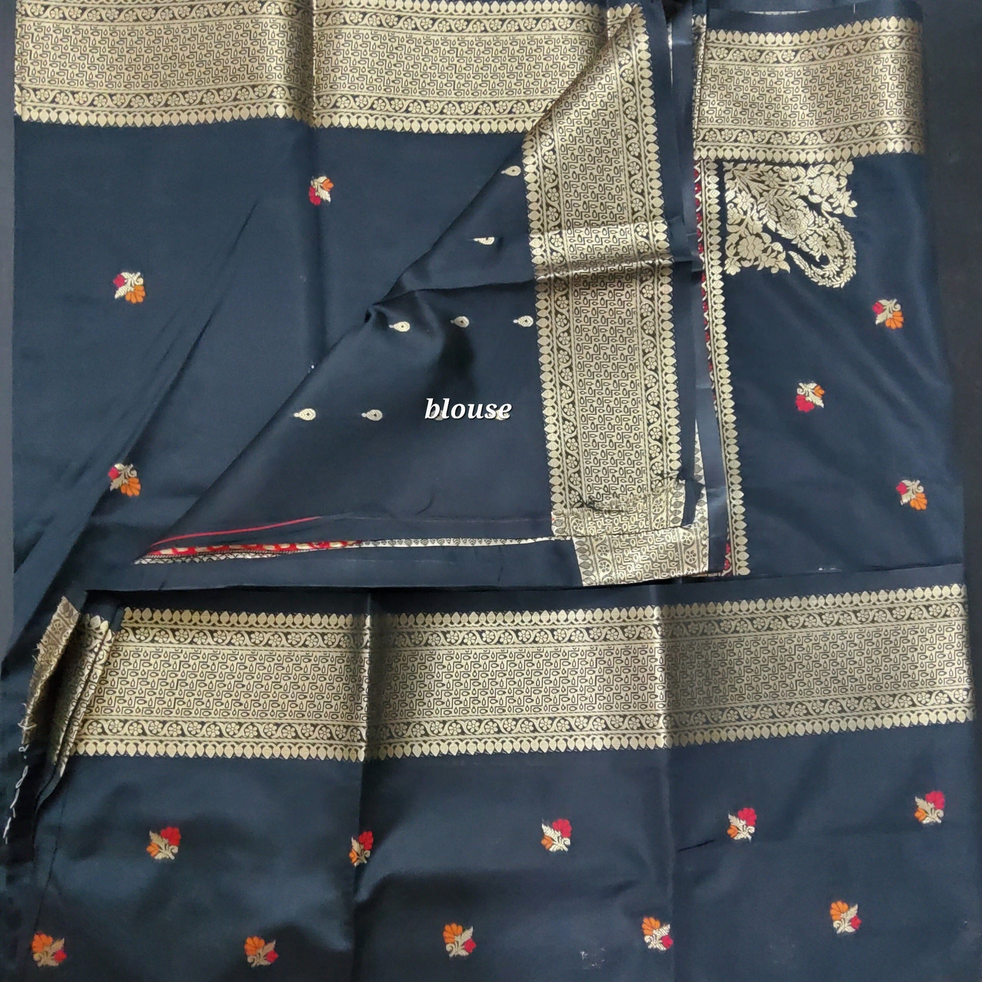 Black Semi Silk Saree with Blouse