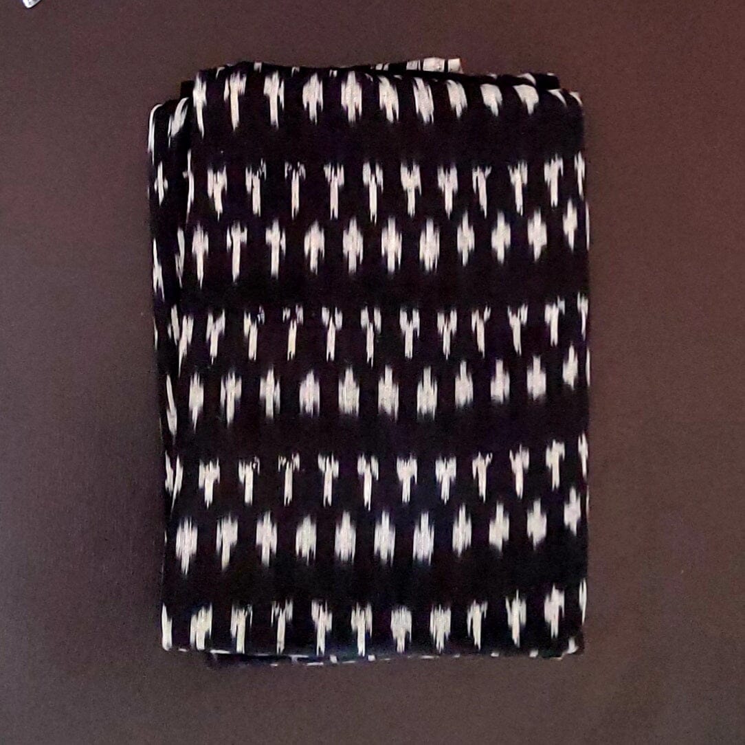 Black Ikat Cotton Blouse Fabric