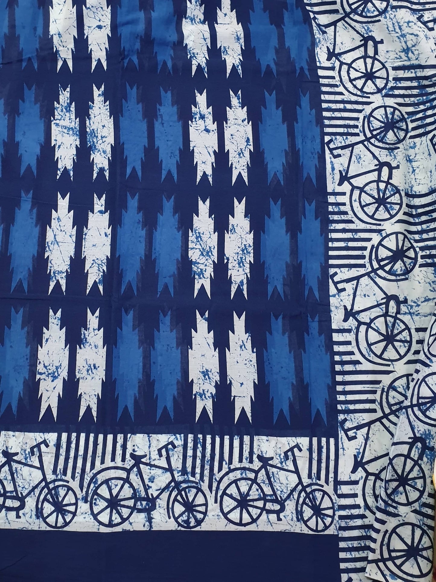 Cotton Indigo Block Print saree with blouse