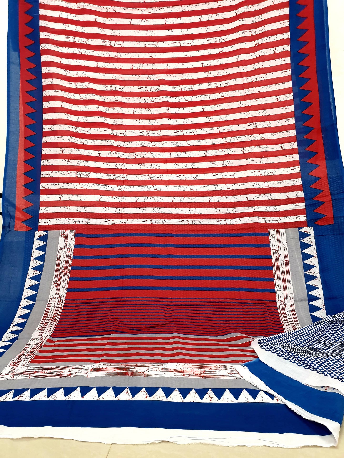 Bagru printed cotton saree with blouse