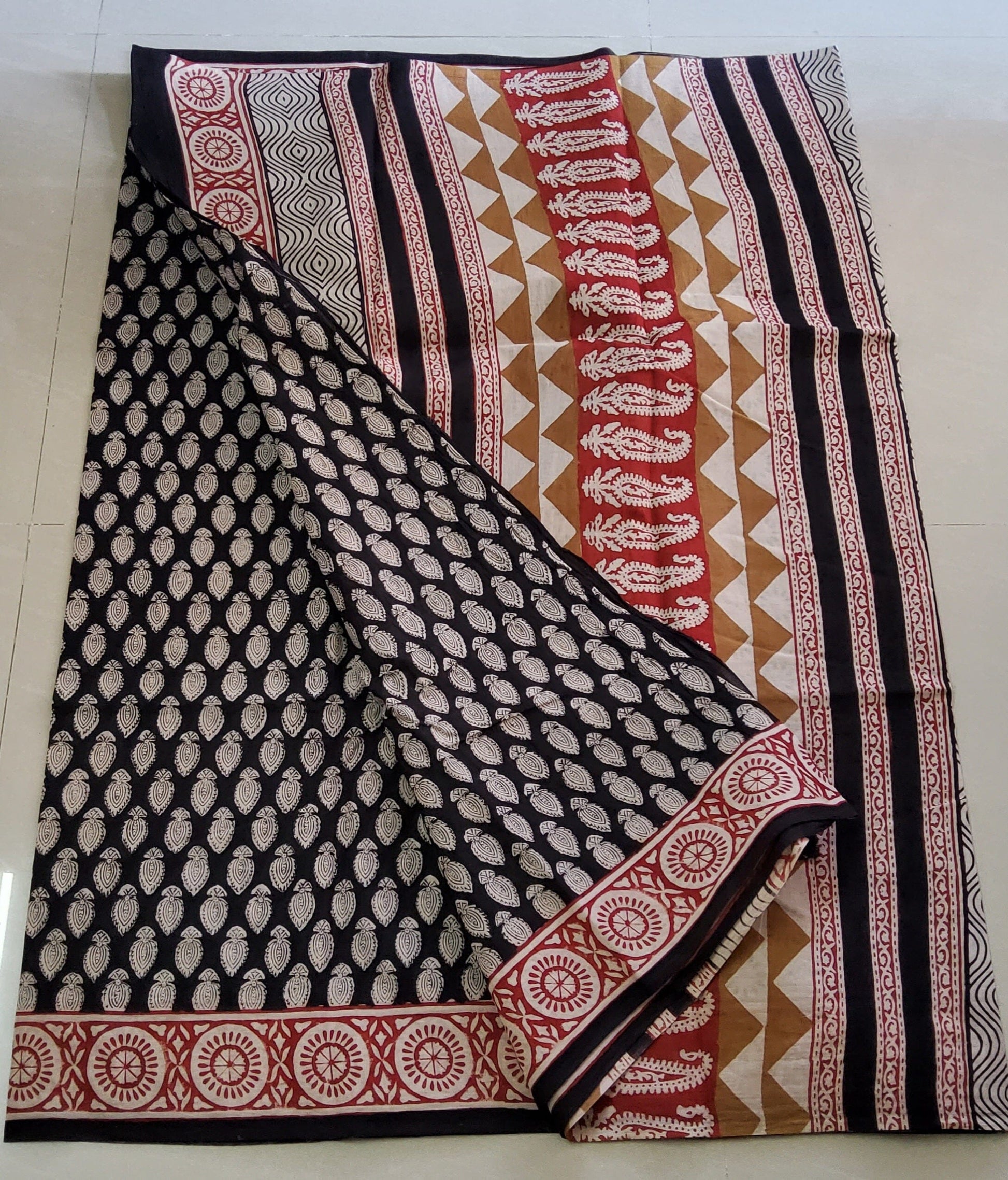 Block Print Cotton Saree with Blouse