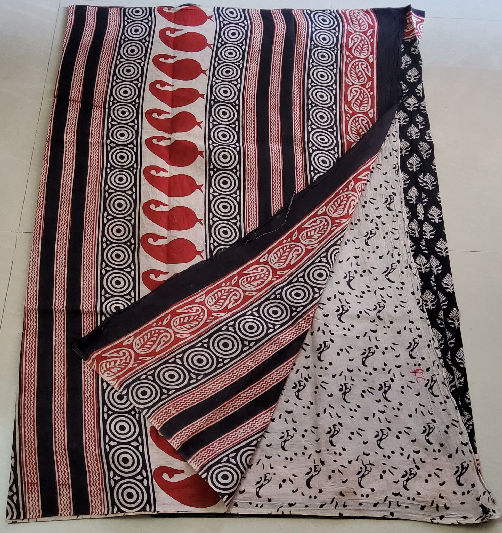 Block Print Cotton Saree with Blouse