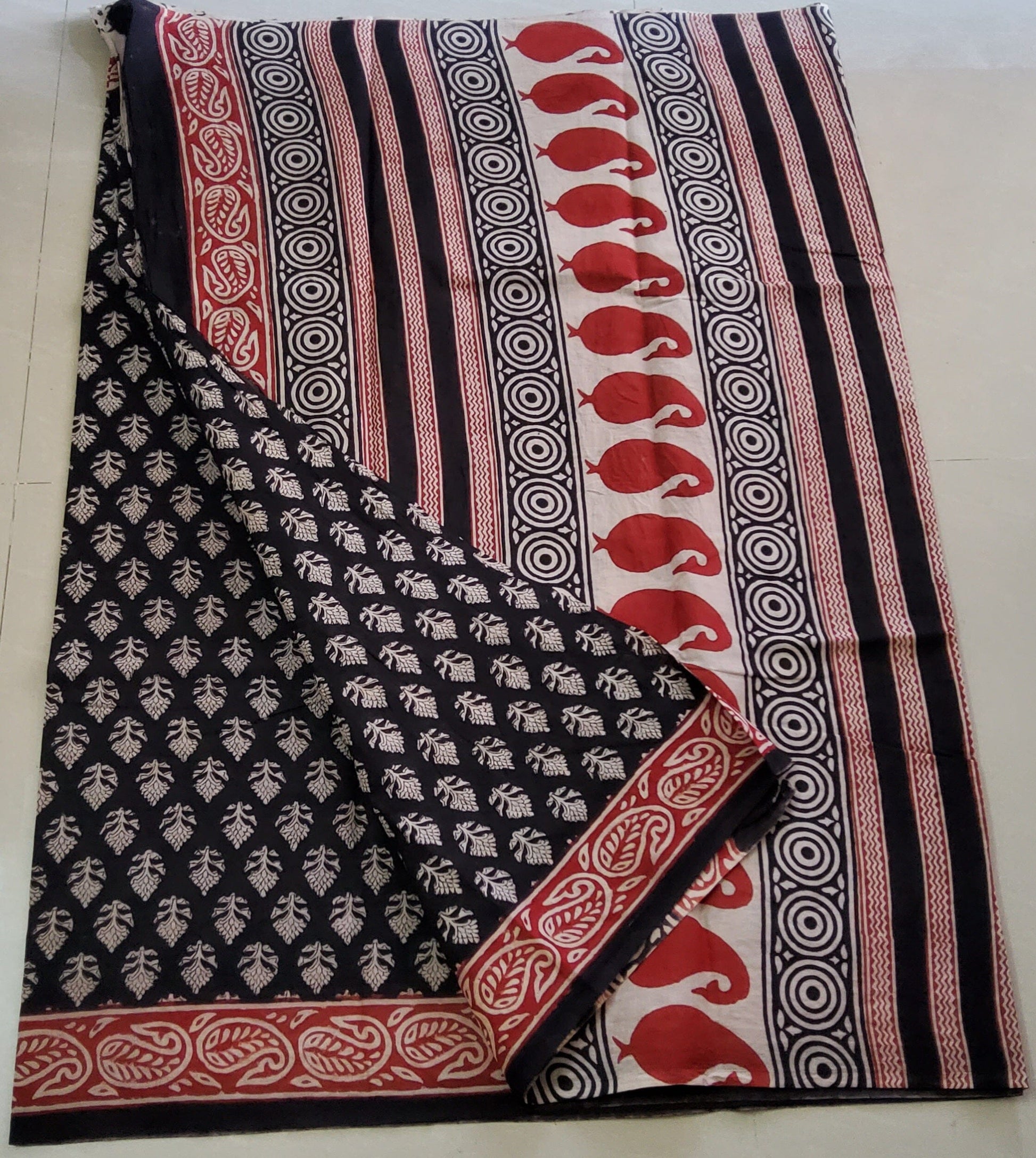 Block Print Cotton Saree with Blouse