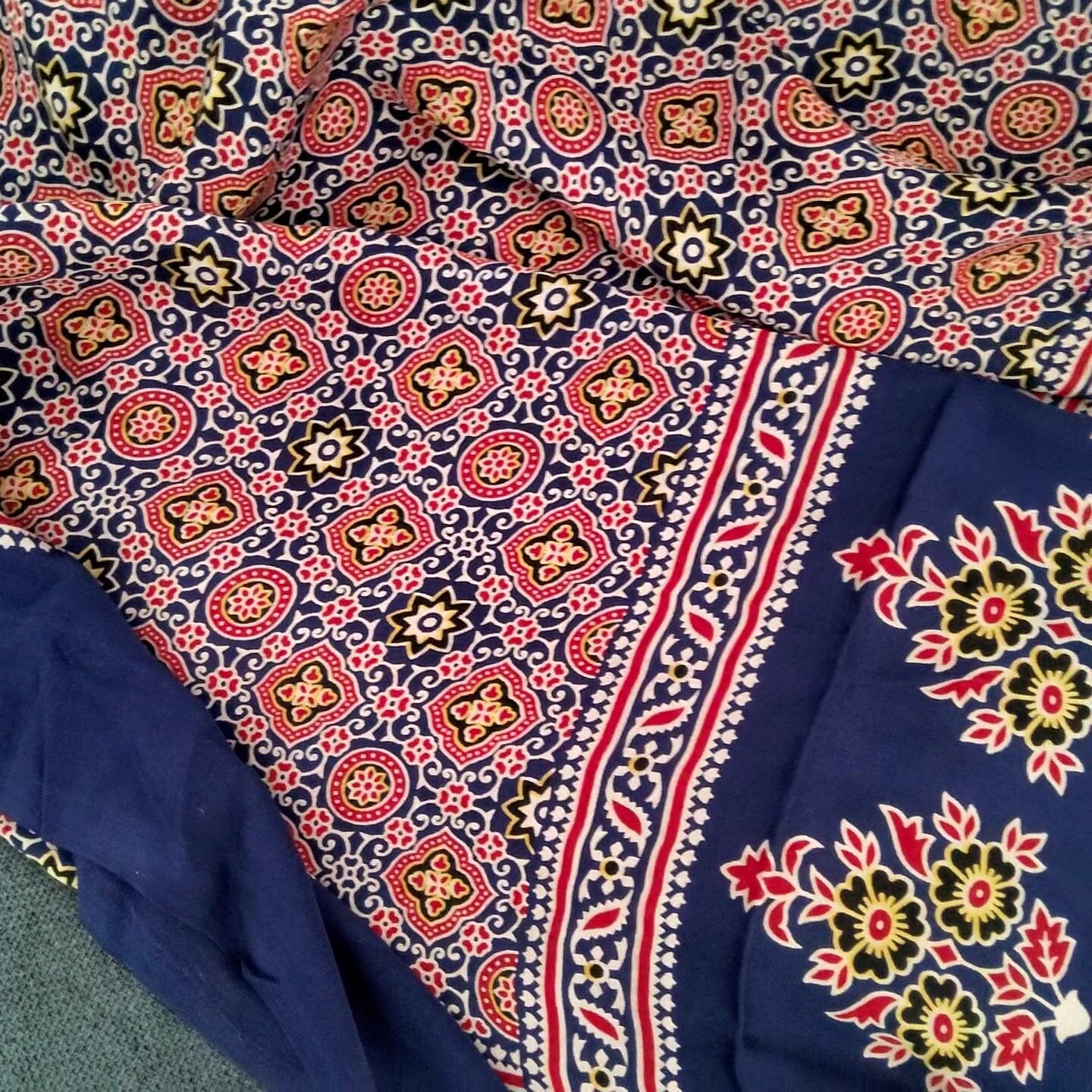 Blue Ajrakh Modal Silk Dupatta