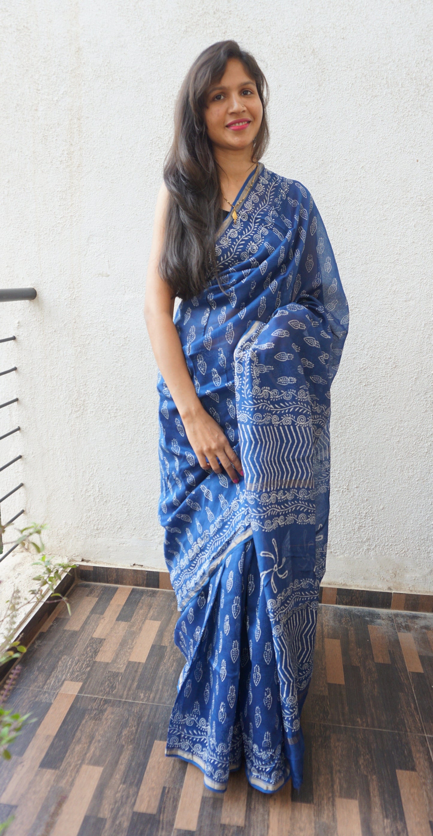 Chanderi Block Print Saree with Blouse