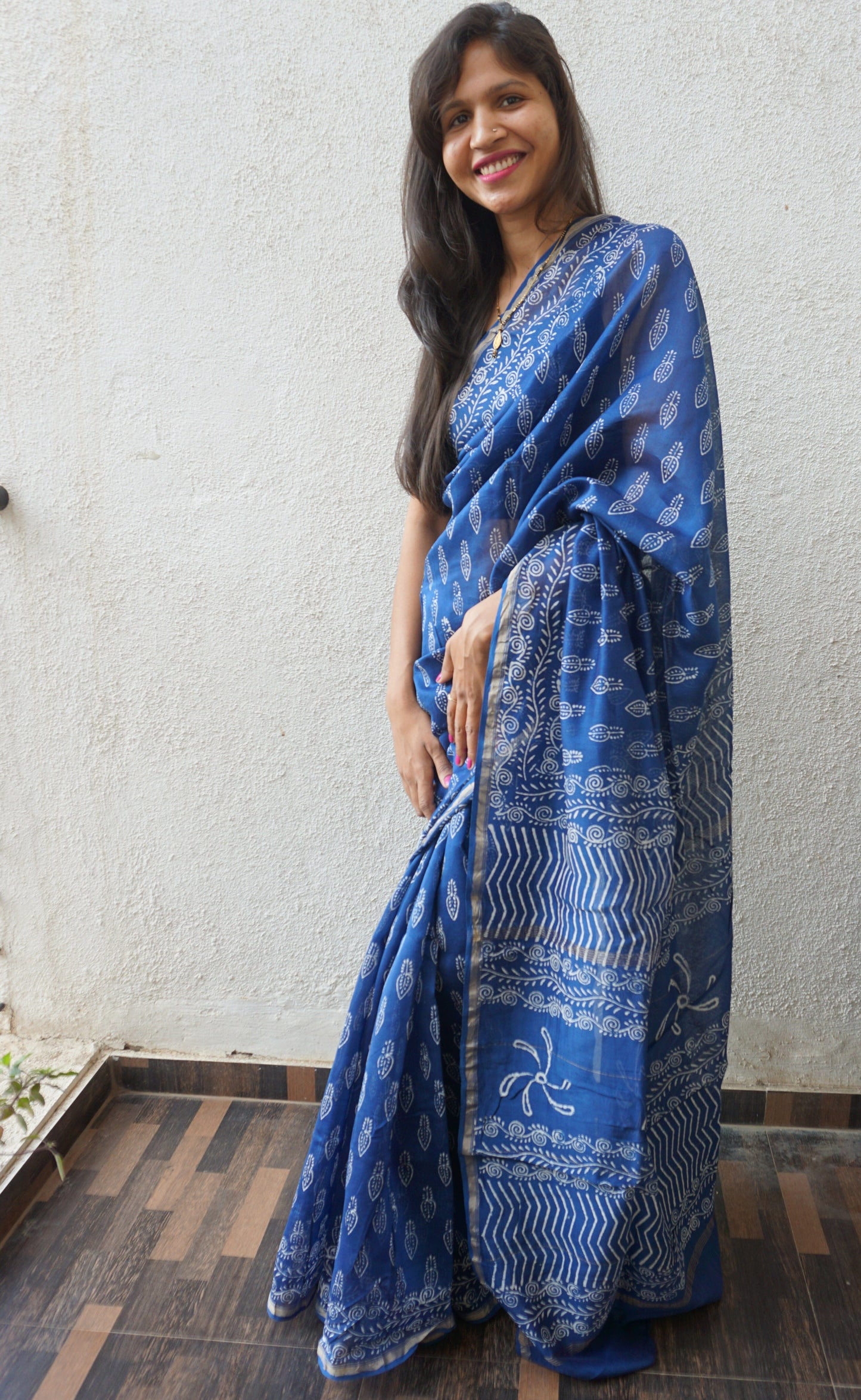 Chanderi Block Print Saree with Blouse