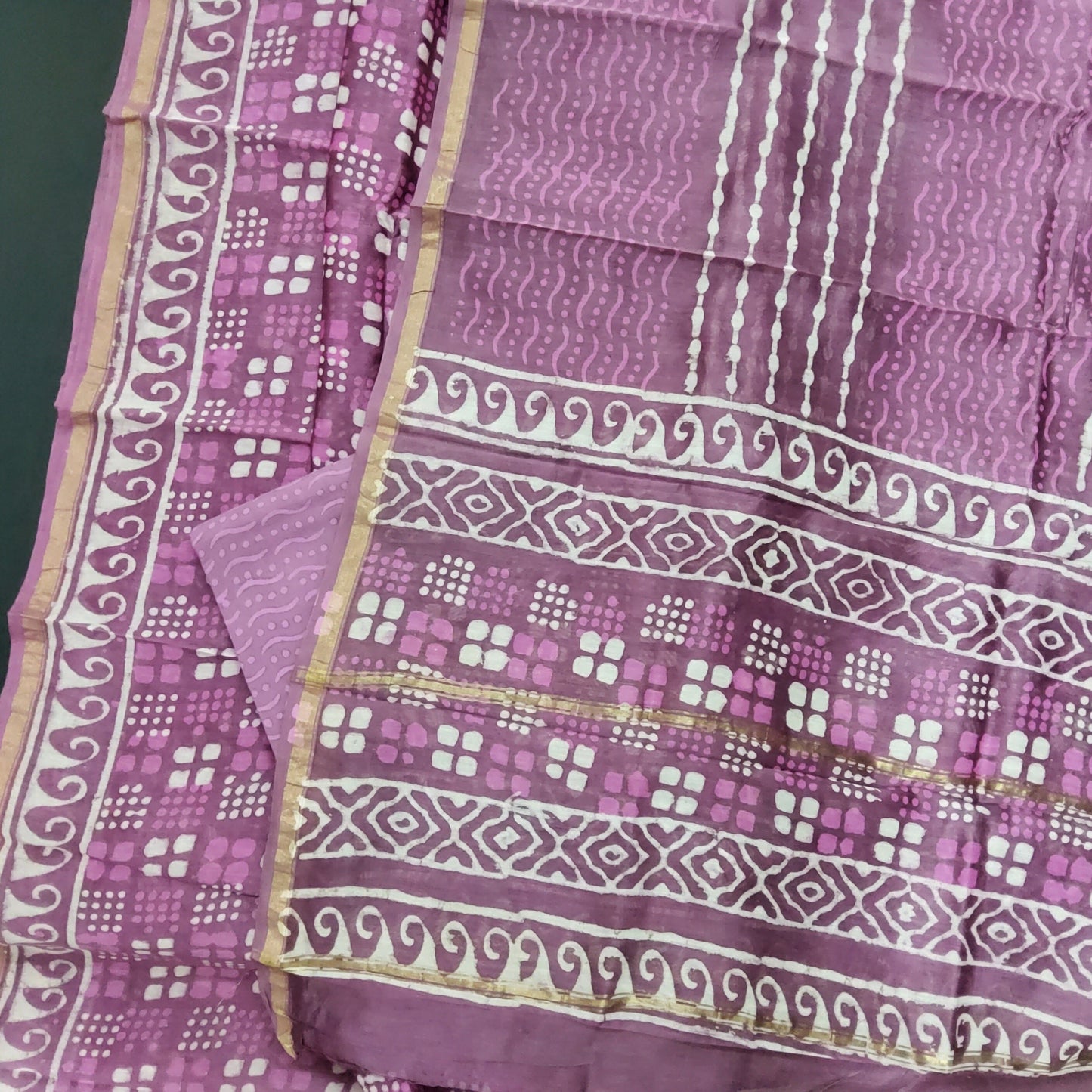 Chanderi Bagru Printed Dress Material