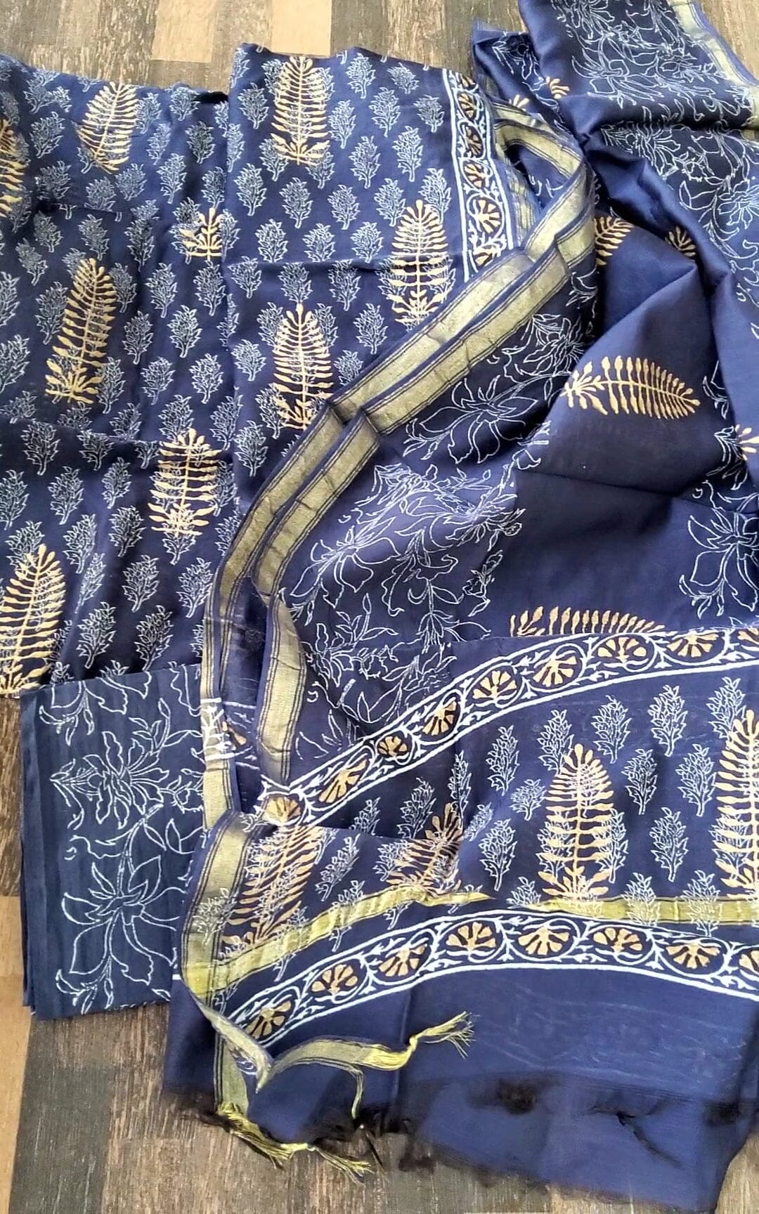 Chanderi Bagru Printed Dress Material