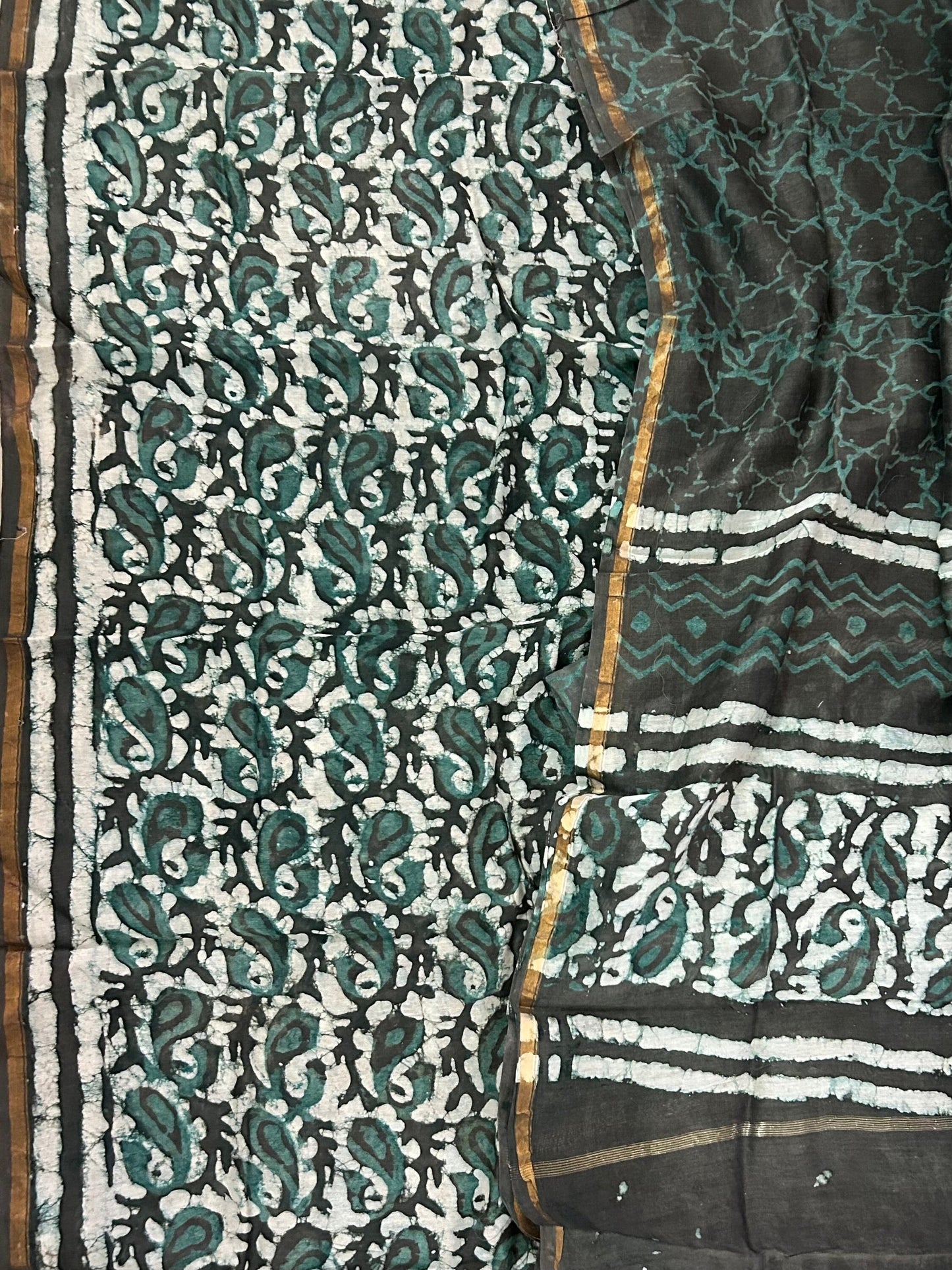 Hand BlockPrint Chanderi Silk Cotton Dress Material