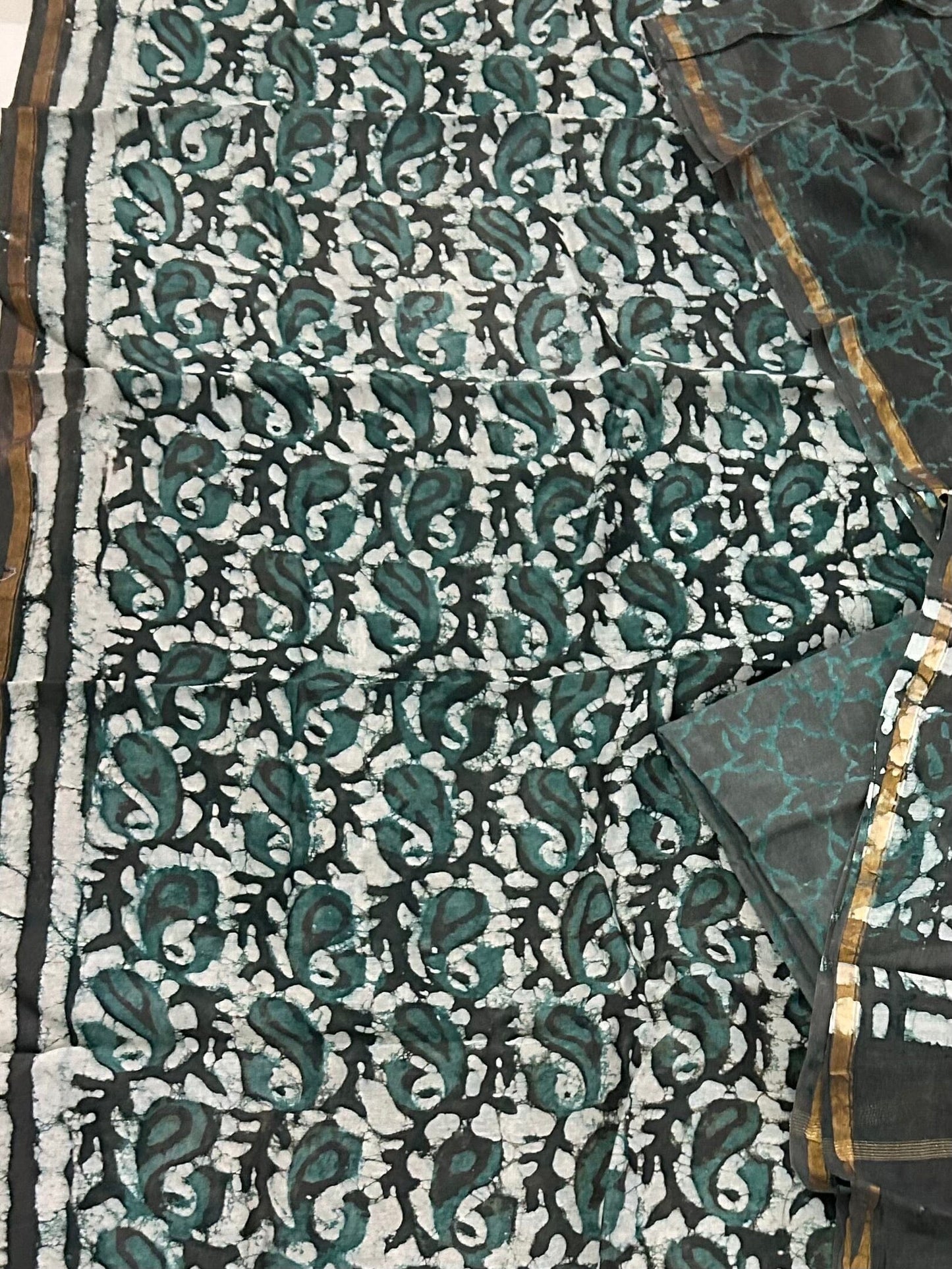 Hand BlockPrint Chanderi Silk Cotton Dress Material
