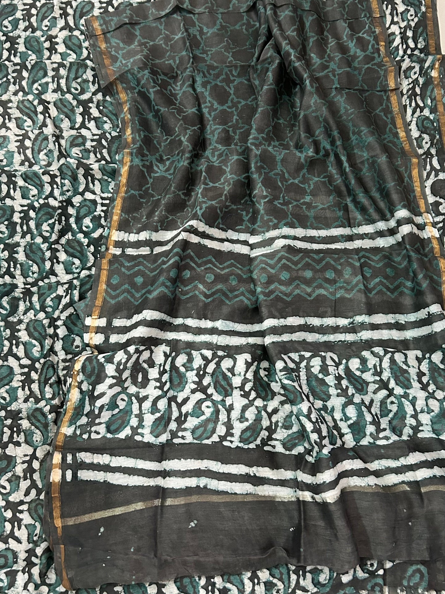Hand BlockPrint Chanderi Silk Cotton Dress Material