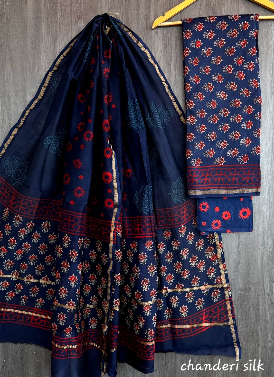 chanderi cotton dress material price list Multicolor Floral Chanderi Silk Dress Material