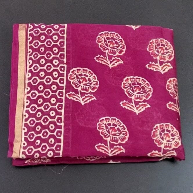 Chanderi Silk Hand Block Print Dress Material