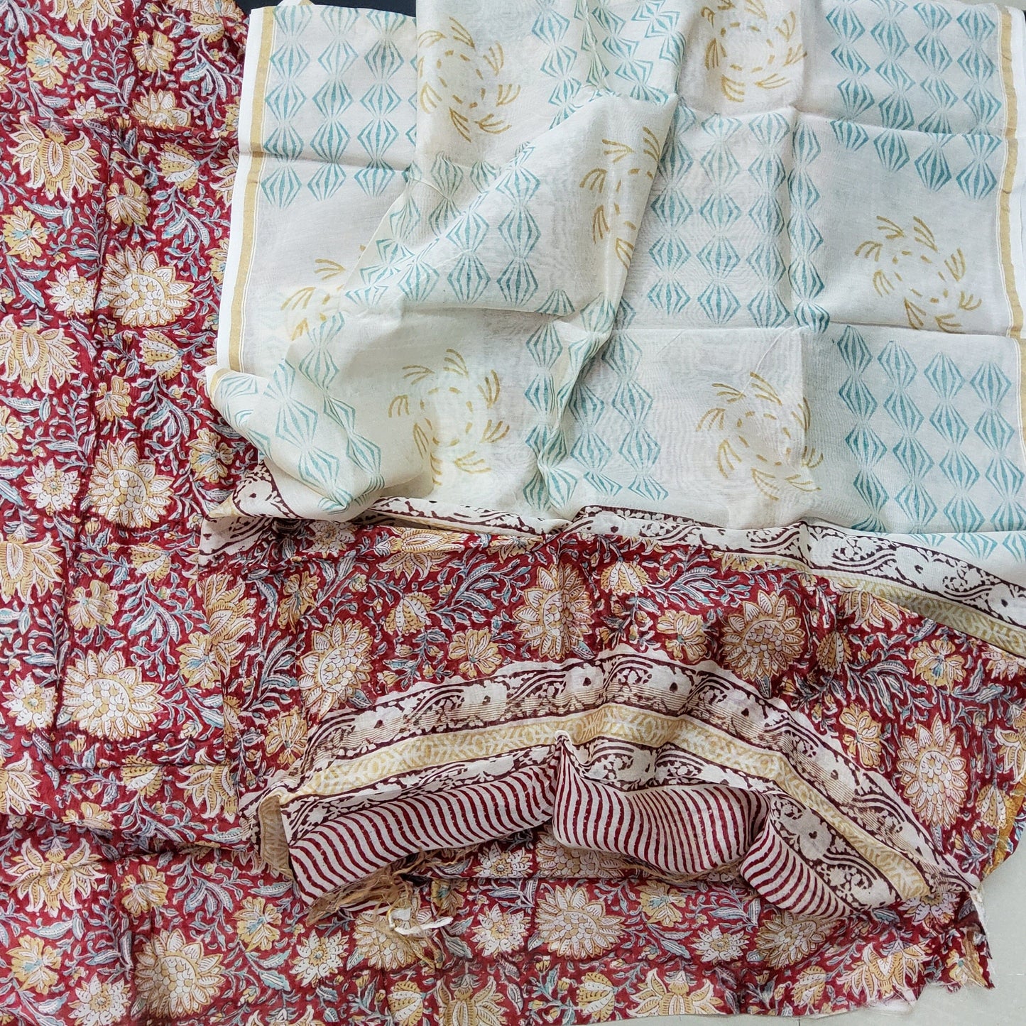 Chanderi Silk Hand Block Print Dress Material