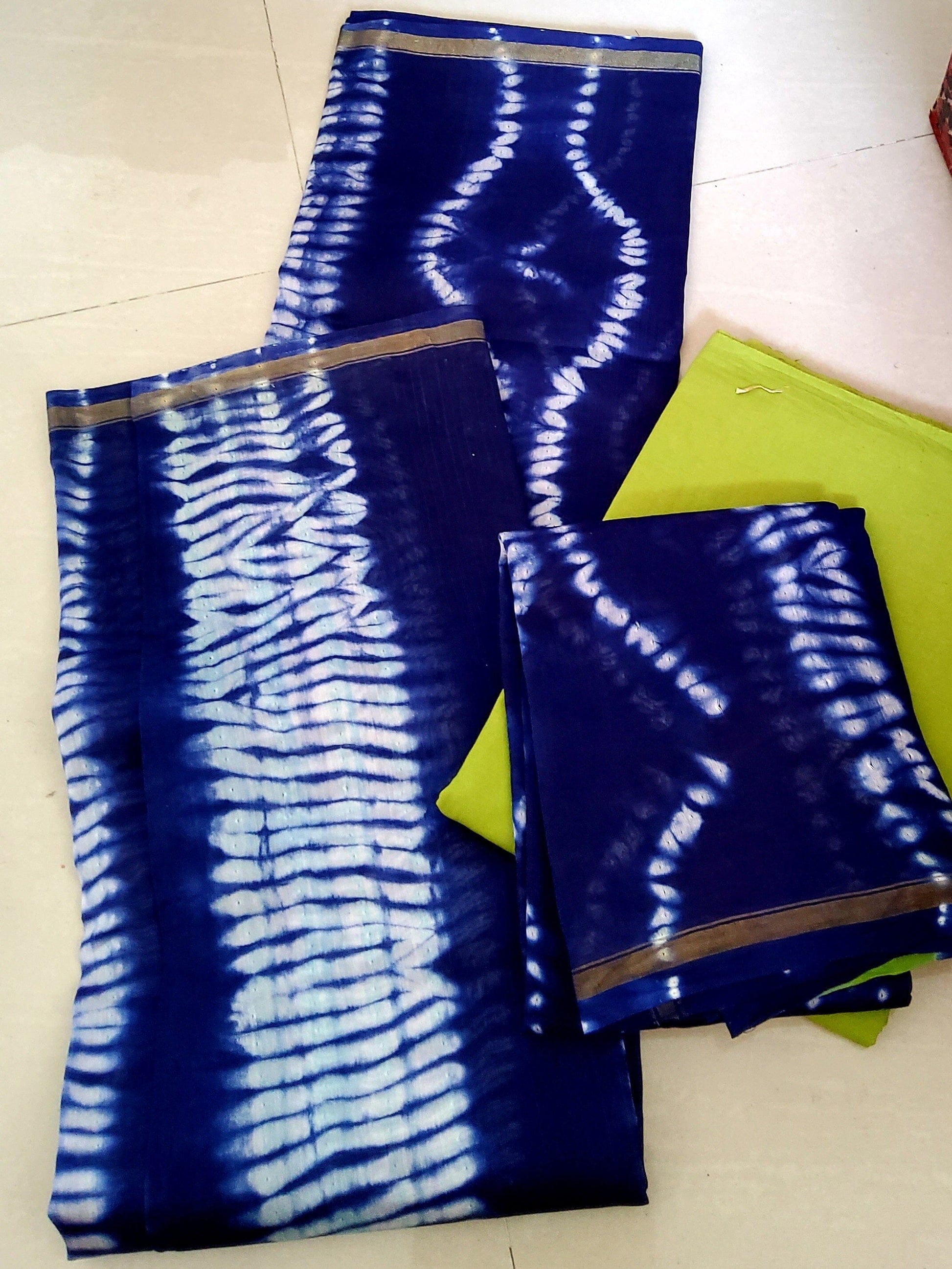 Chanderi Hand Block Printed Dress Material