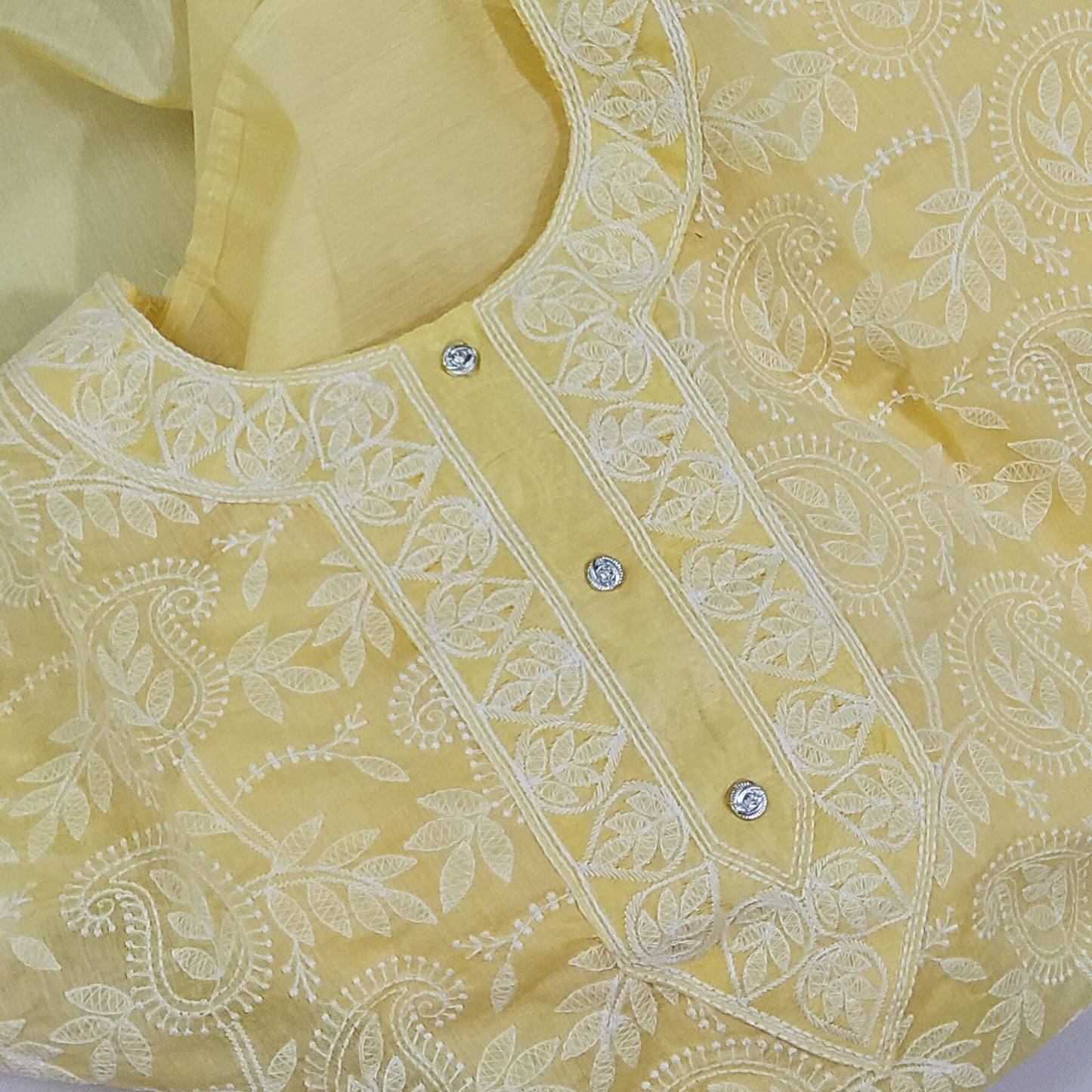 Chikan work Dress Material with Chiffon Dupatta