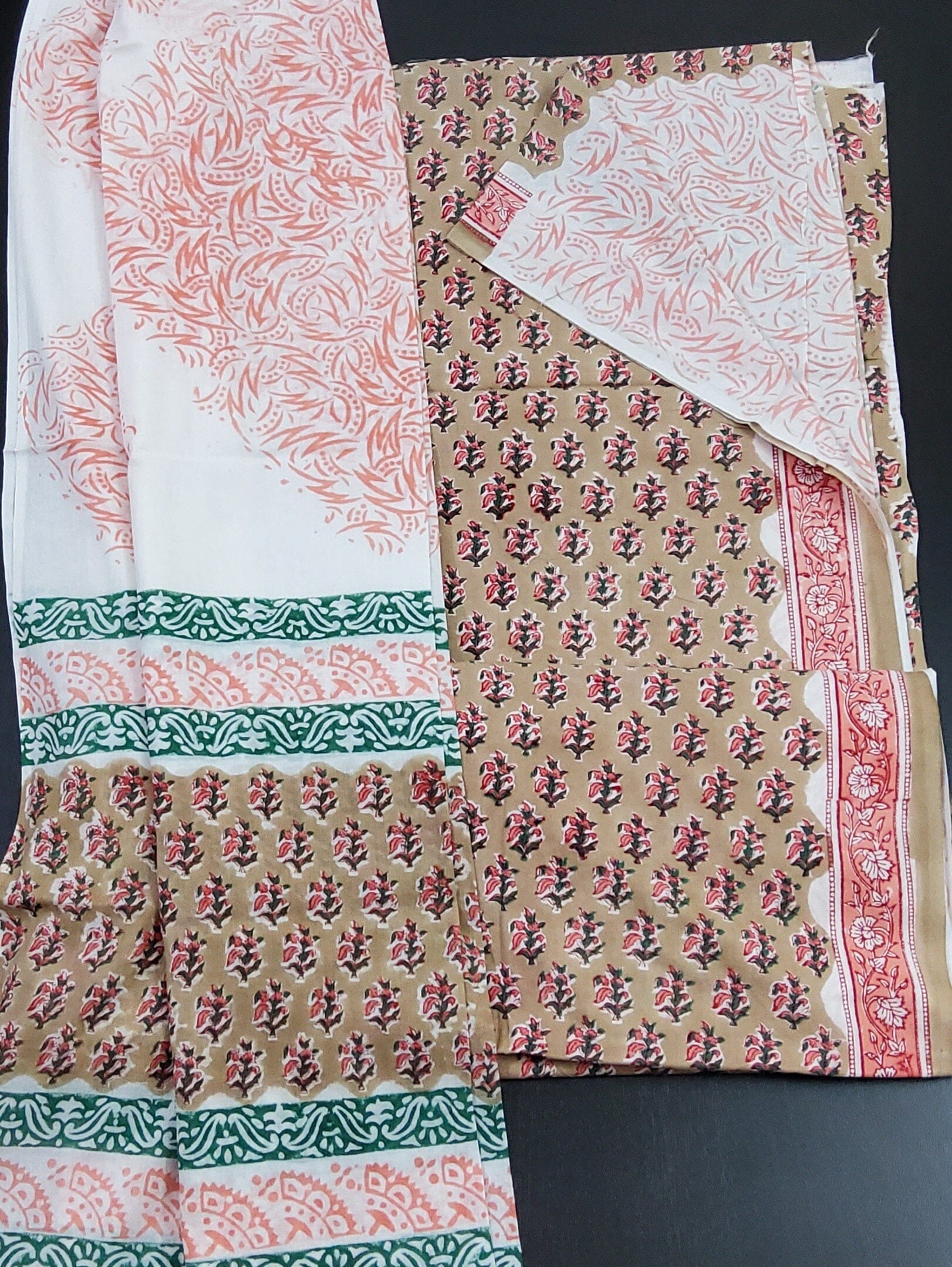 Cotton Block Print Dress Material with Cotton Dupatta