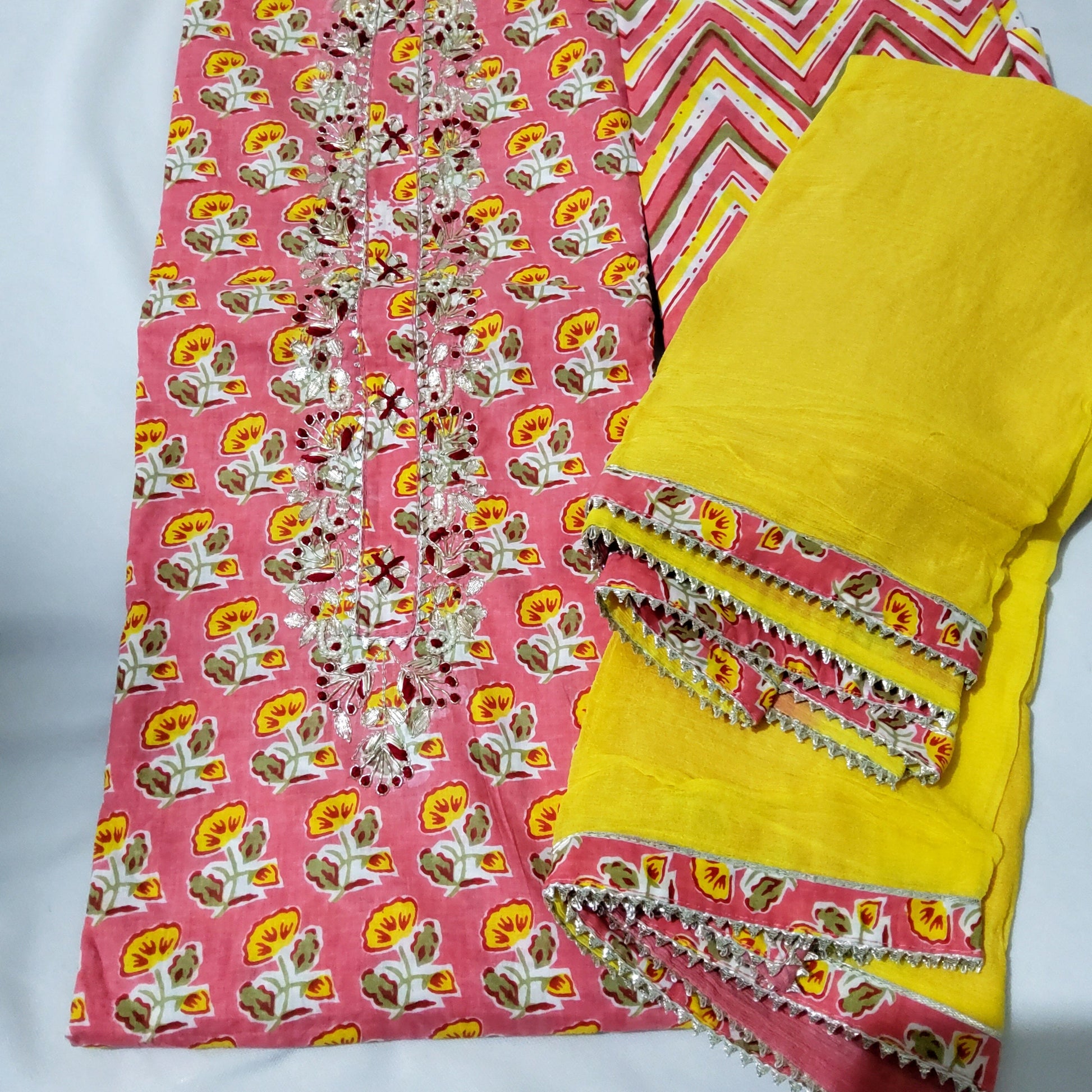 Cotton Dress Material with Pure Chiffon Dupatta