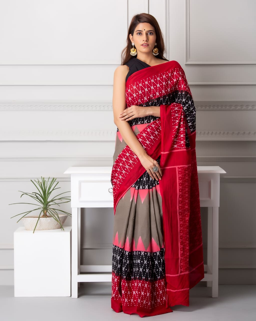 Cotton Block Printed Saree