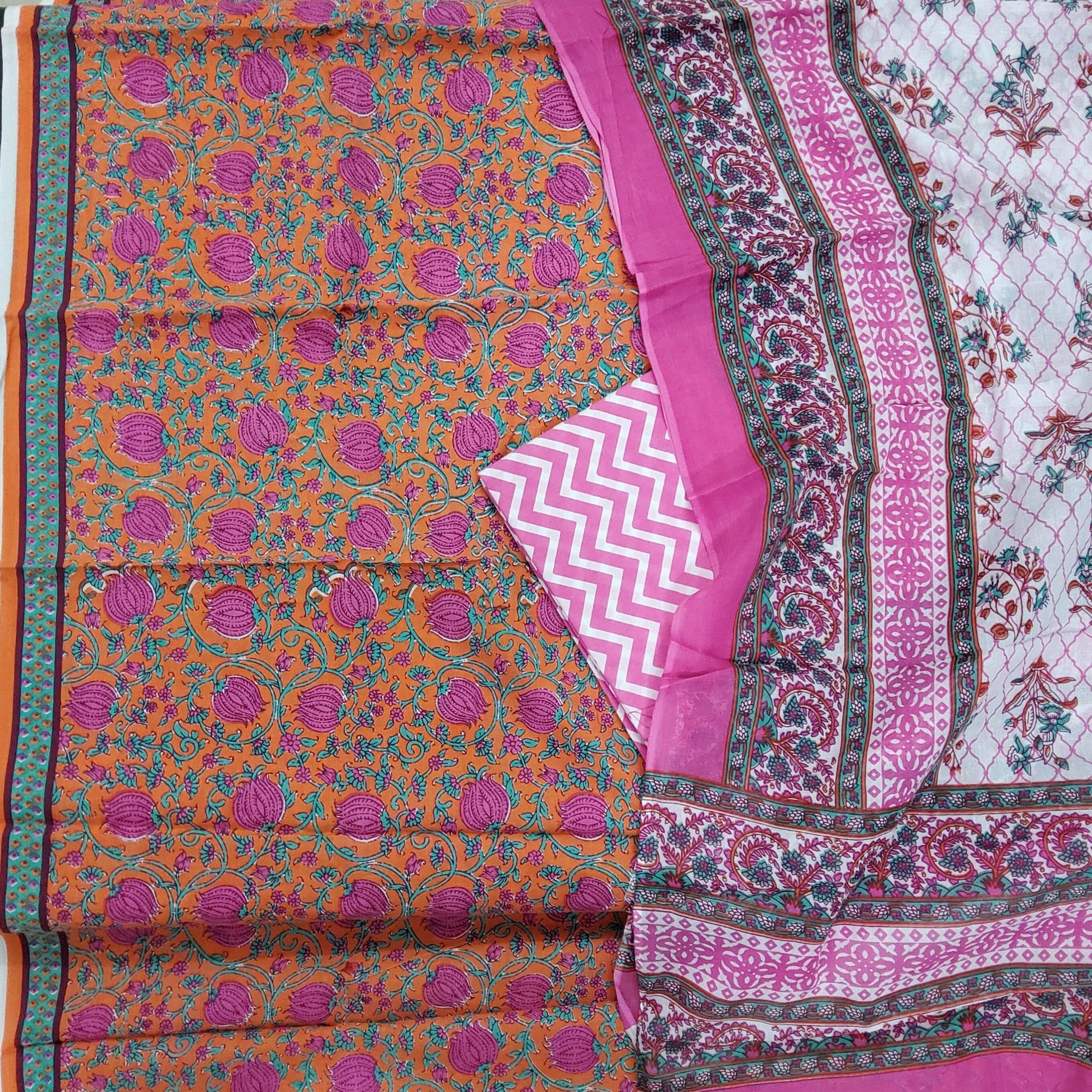 Cotton BlockPrint Dress Material with Cotton Dupatta