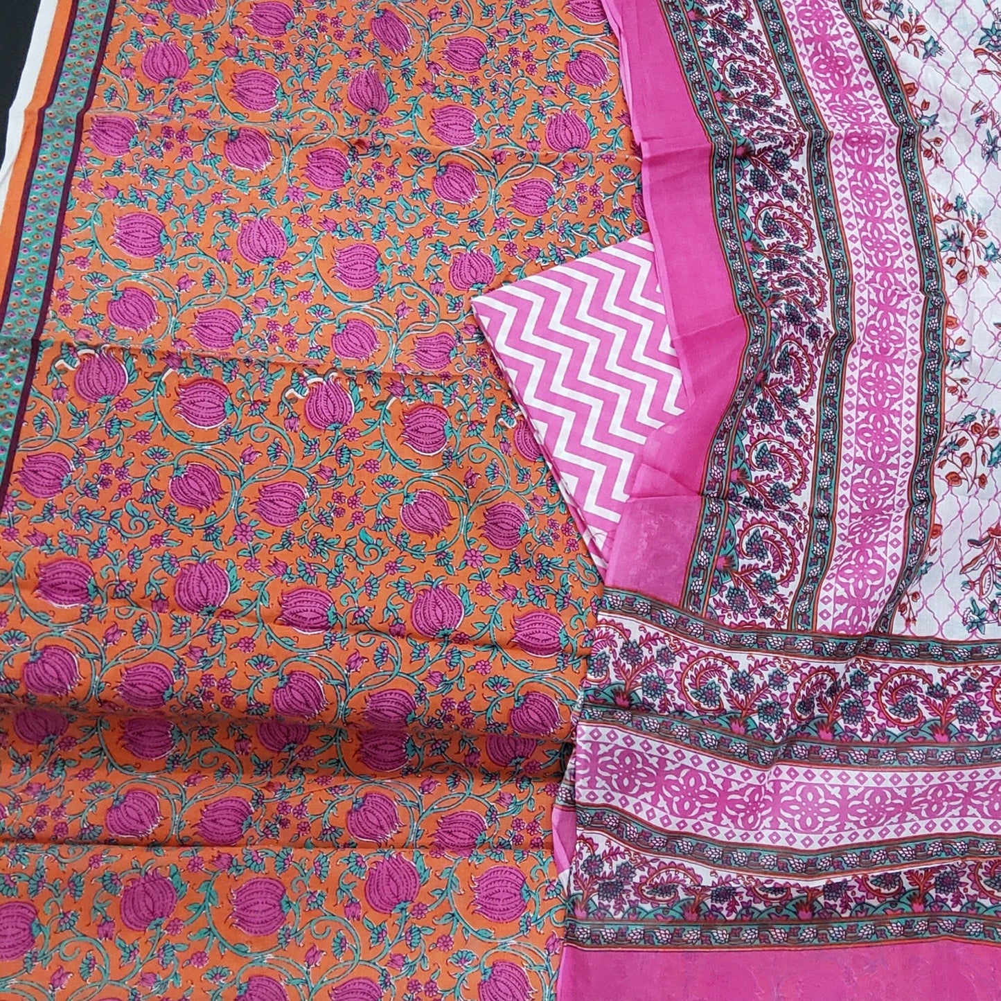 Cotton BlockPrint Dress Material with Cotton Dupatta