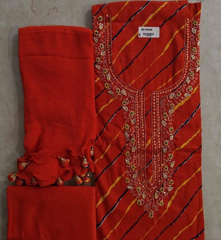 Embroidered Pure Cotton Dress Material with Chiffon Dupatta RKG SHOPPING Embroidered Pure Cotton Dress Material with Chiffon Dupatta RKG SHOPPING