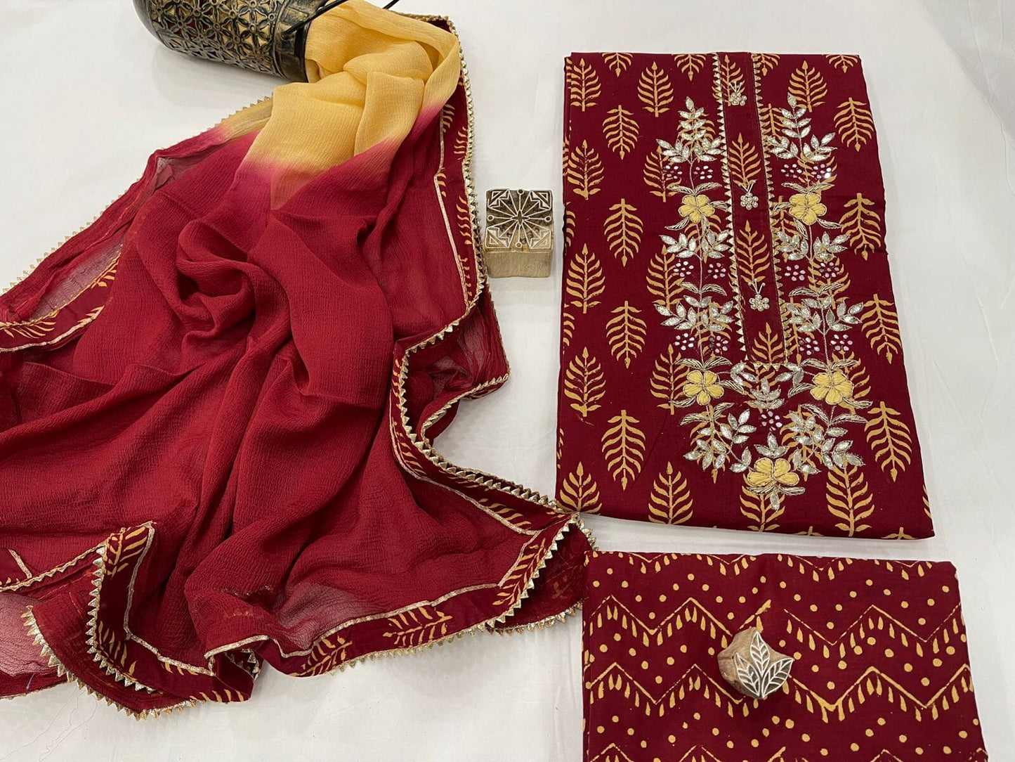 Cotton Dress Material with Pure Chiffon Dupatta