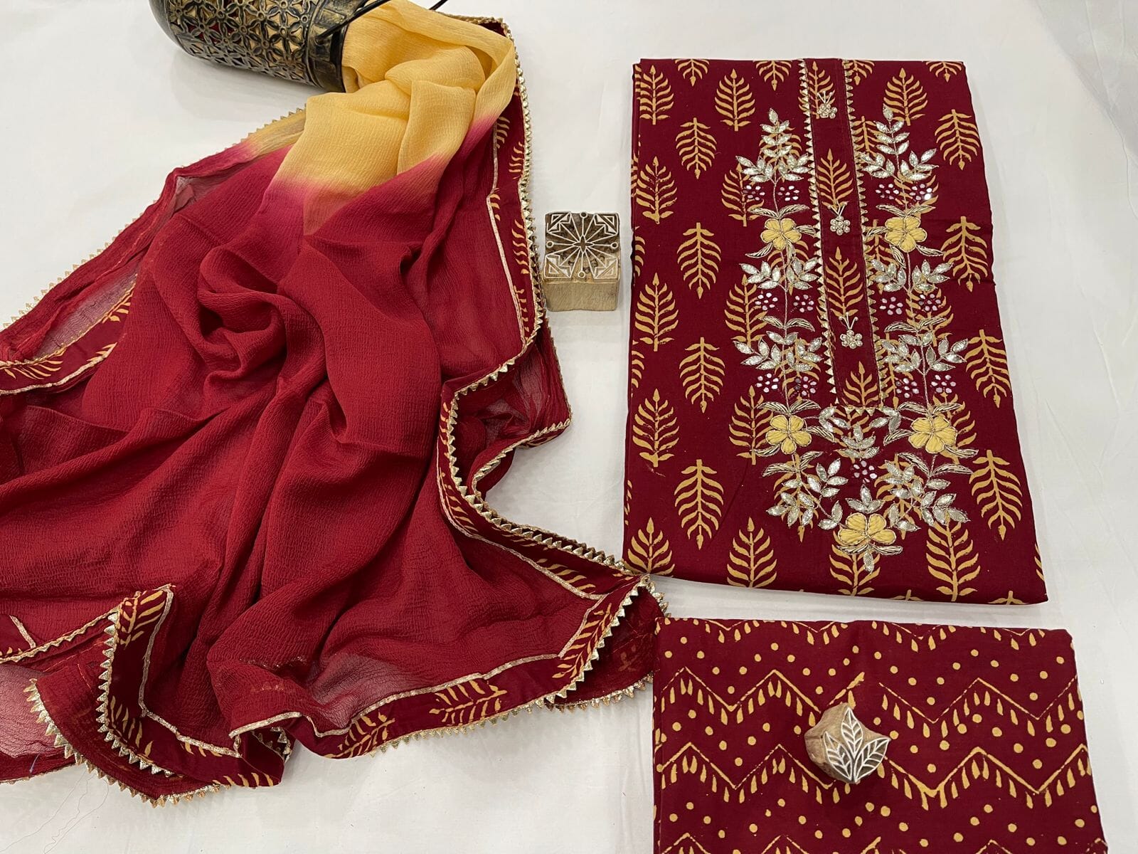 Cotton Dress Material with Pure Chiffon Dupatta
