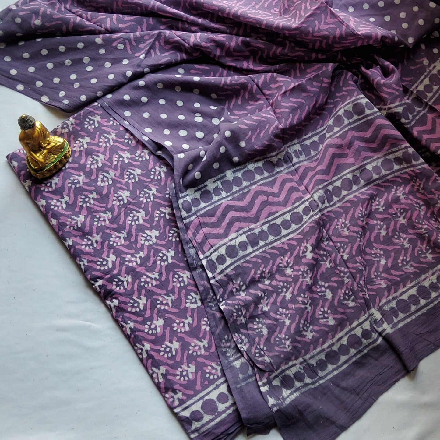 Cotton Hand Block Print Dress Material with Cotton Dupatta