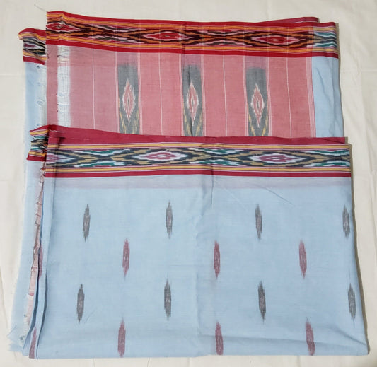 Cotton Saree with Ikath Border and Ikat Pallu in SALE