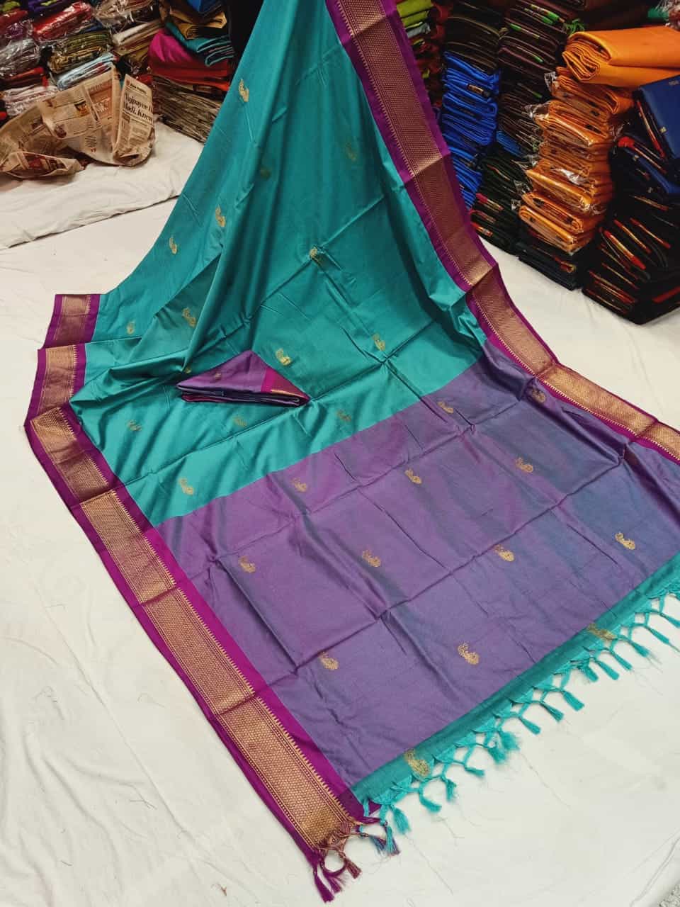 Cotton silk Paithani Saree with Contrast Blouse