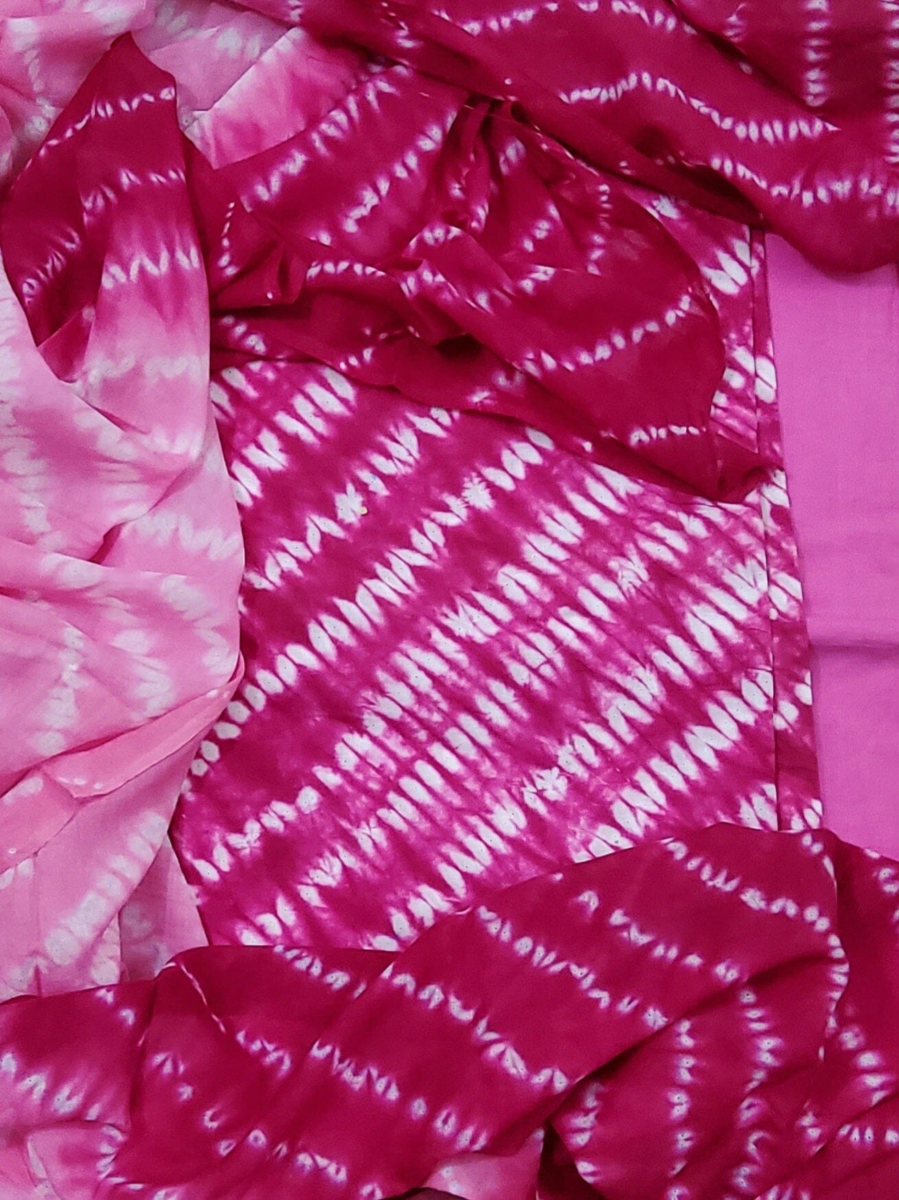 Coton tie and dye Dress Material with Cotton Dupatta