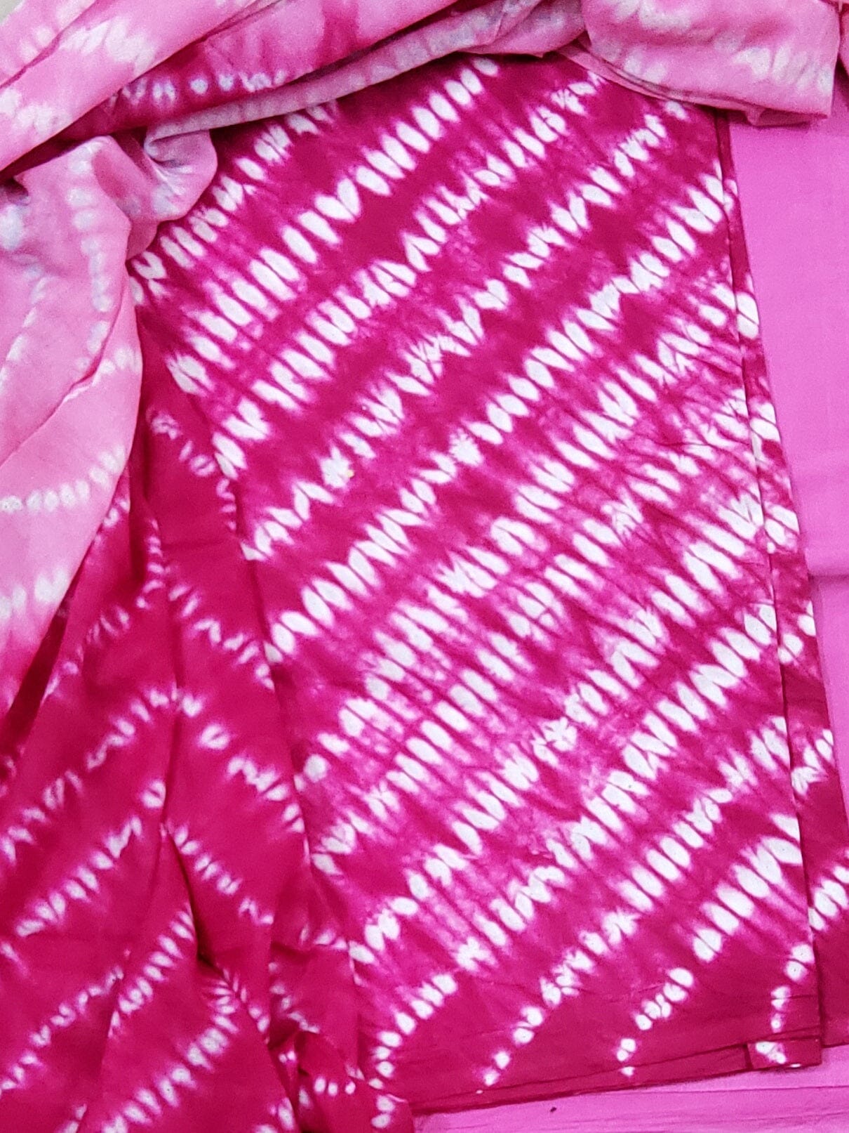 Coton tie and dye Dress Material with Cotton Dupatta